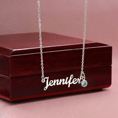 Custom Name Necklace with Birthstone