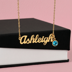 Custom Name Necklace with Birthstone